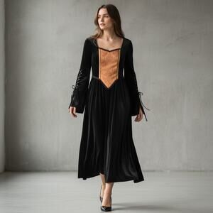 Subterranea Whimsigoth Dress XS Black Velvet Medieval Witchy Gothic Goth Fairy